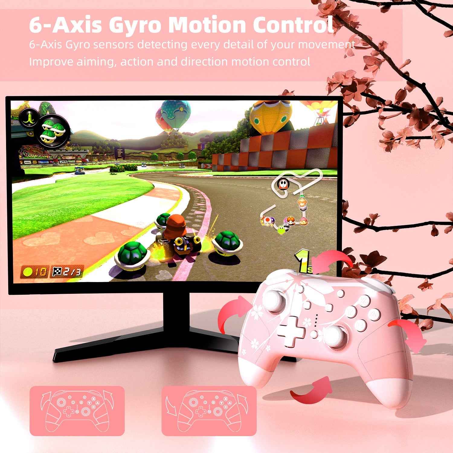 Mytrix Sakura Pink Cherry Wireless Switch Pro Controller for Nintendo Switch, the Newest Switch OLED, and Switch Lite Mytrix Sakura Pink Cherry Wireless Switch Pro Controller for Nintendo Switch, the Newest Switch OLED, and Switch Lite